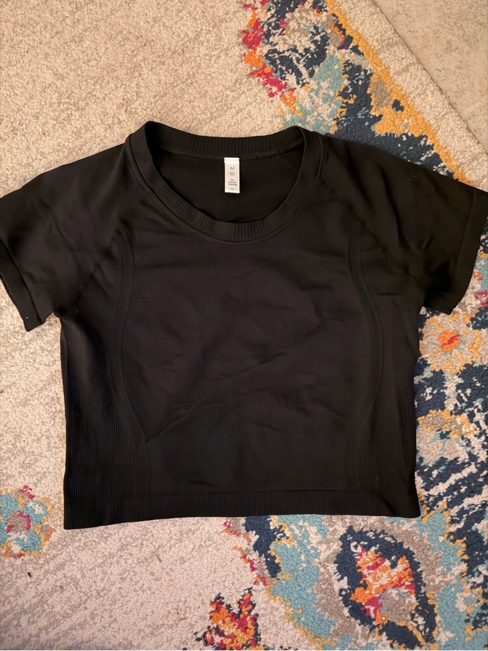 HALARA Black Seamless Cropped Active Tee